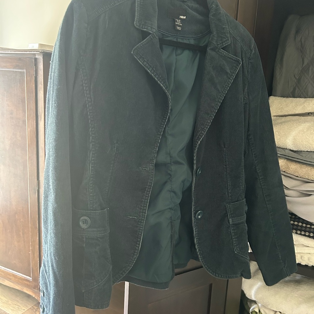 H&M Dark Teal Corduroy Blazer